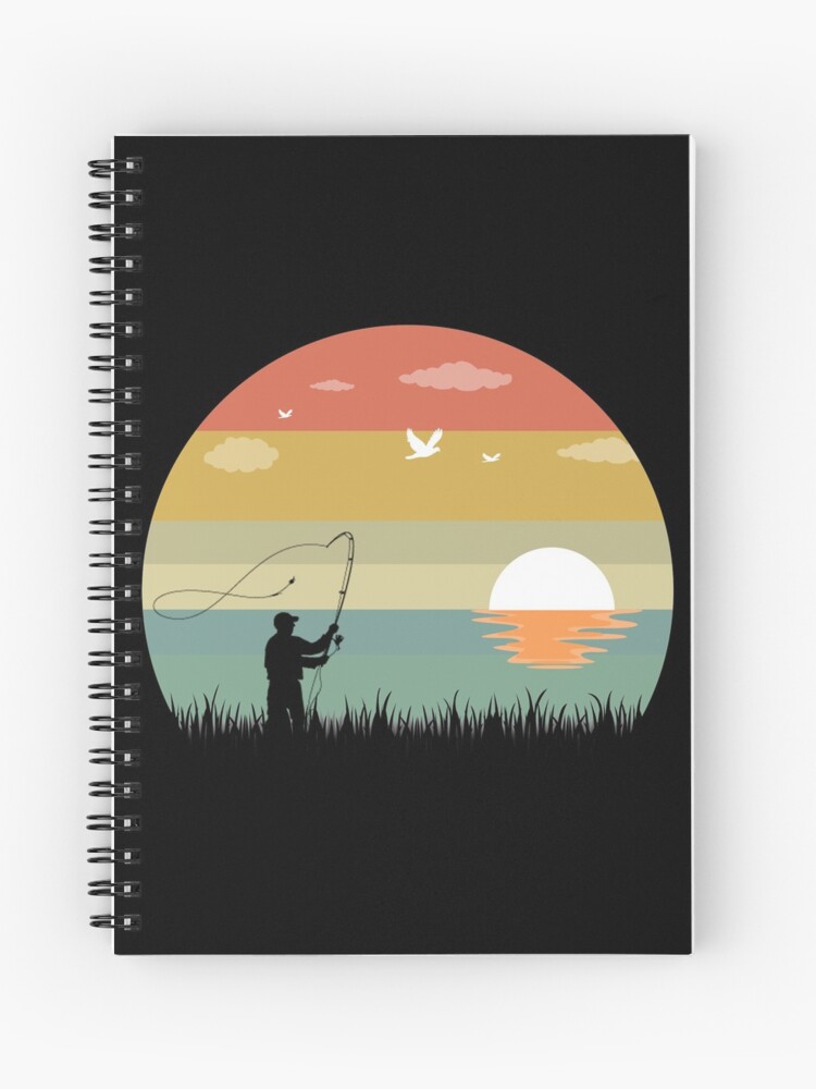 retro vintage fly fishing, fishing gift idea for fisherman Spiral Notebook  for Sale by Space Art