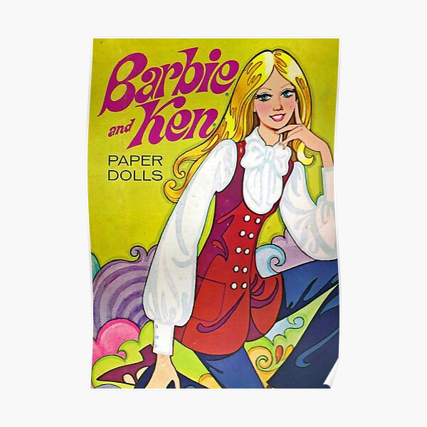 Barbie des années 1970 papier poupée oeuvre rétro Poster