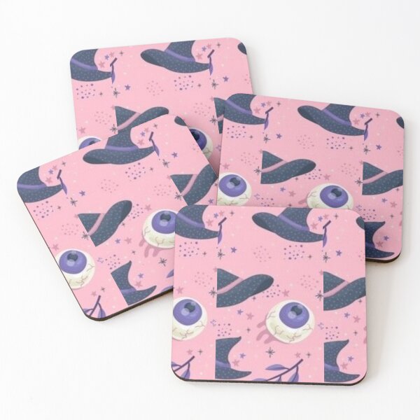 Item preview, Pink, white, navy blue, cute Halloween watercolor pattern, boo, witch, candy, bat, witch hat, pumpkin, latest Halloween bestselling, trending designed and sold by August-E.