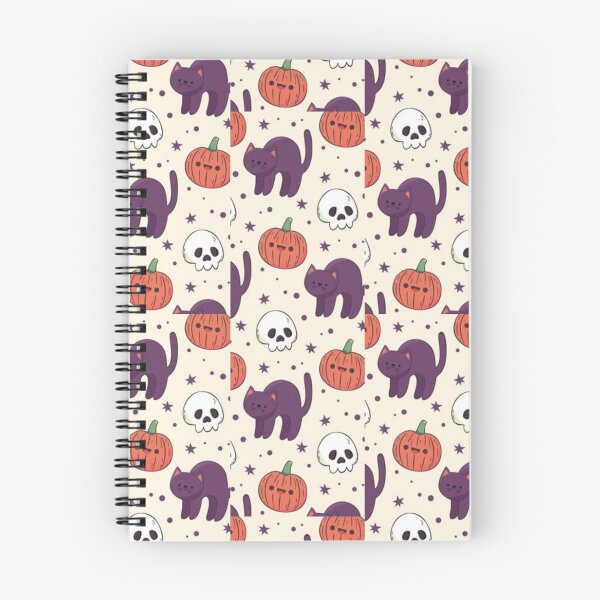 Aperçu de l'œuvre Orange, pale yellow, blue, cute Halloween watercolor pattern, boo, witch, candy, bat, witch hat, pumpkin, latest Halloween bestselling, trending créée et vendue par August-E.