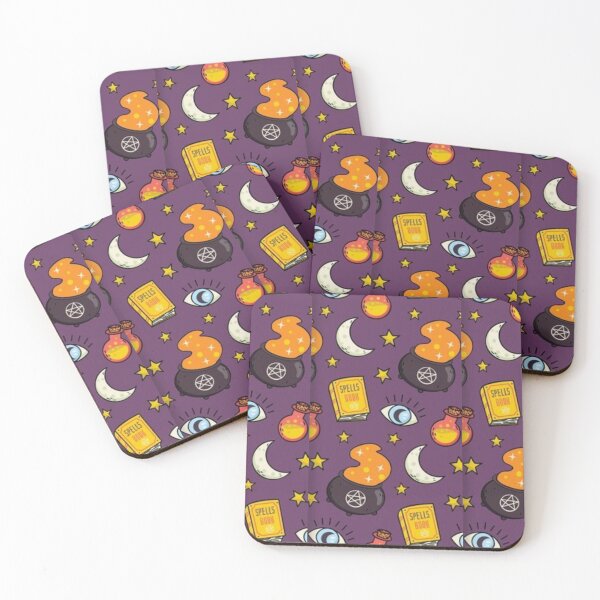 Item preview, Purple, orange, violet, cute Halloween watercolor pattern, boo, witch, candy, bat, witch hat, pumpkin, latest Halloween bestselling, trending designed and sold by August-E.