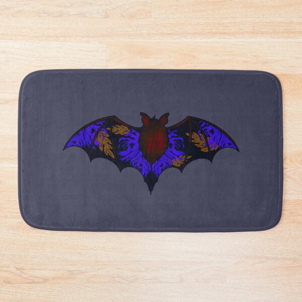Item preview, Halloween bat with blue chrysanthemums and fallen leaves designed and sold by BV-creas.