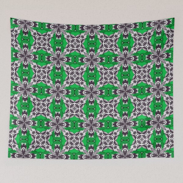 Item preview, Green and White Repeat Tile Pattern designed and sold by taiche.