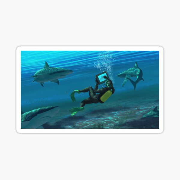 Swim and draw with sharks Sticker