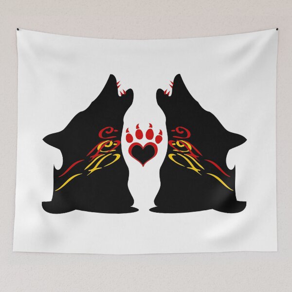 Item preview, Howling Twin Wolves with Bloody CanineTeeth designed and sold by Fantabulous.
