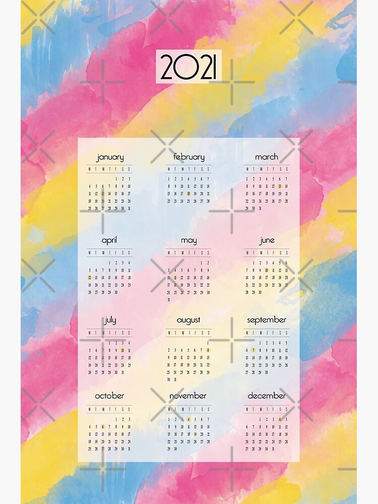 "Pan Watercolor Pride Calendar 2021" Photographic Print by ...