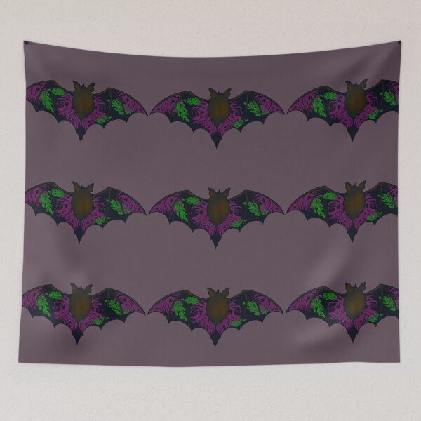 Item preview, Halloween bat and fuchsia chrysanthemums designed and sold by BV-creas.