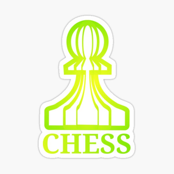 Chess Pawn Neon Green Yellow (with text) Sticker
