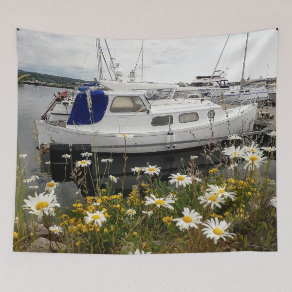 Item preview, Daisy in the harbor Sea view Small boats Yachts designed and sold by Tanja Dianova.