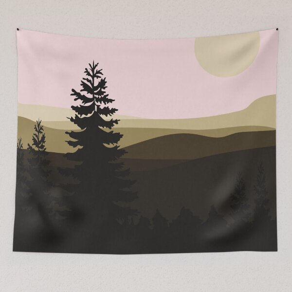 Aperçu de l'œuvre Été Marron Beige Coucher de Soleil Forêt Montagne créée et vendue par IamTrending.