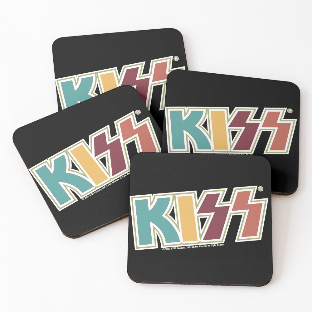 Kiss Band Retro Colors Logo Coasters (Set of 4)