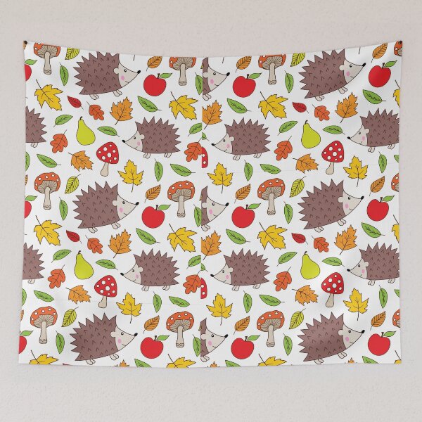 Item preview, fallen leaf and hedgehog pattern in fall  designed and sold by fra02.