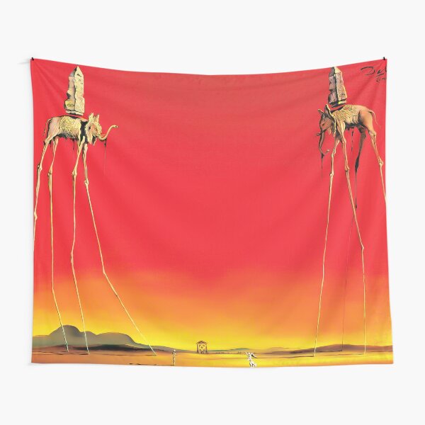 Salvador Dali The Elephants (Les Éléphants) 1948 Artwork for Wall Art, Prints, Posters, Tshirts, Men, Women, Kids Tapestry