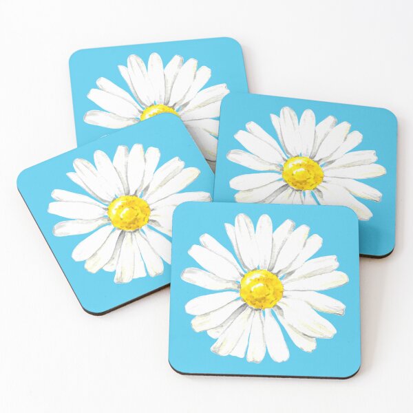 Item preview, Hand-painted watercolor camomile on the red background - camomile home designed and sold by sentimentalica.