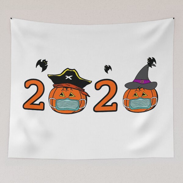 Item preview, 2020 Pumpkin Face Wearing Mask designed and sold by BusyMonkeys.
