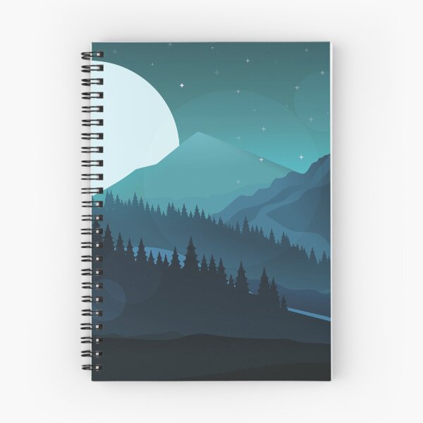 Artikelvorschau, Natur Bergwald Vollmond Blaue Nachtlandschaft entworfen und verkauft von IamTrending.