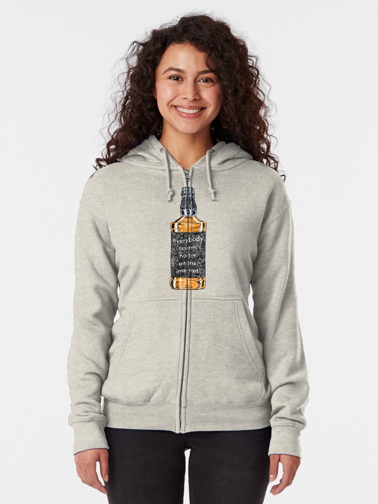 Alternate view of Everybody Seems Hotter on the Internet (Black) Zipped Hoodie
