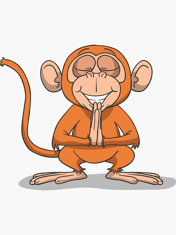 Monkey in Yoga Pose Meditation Namaste | Sticker