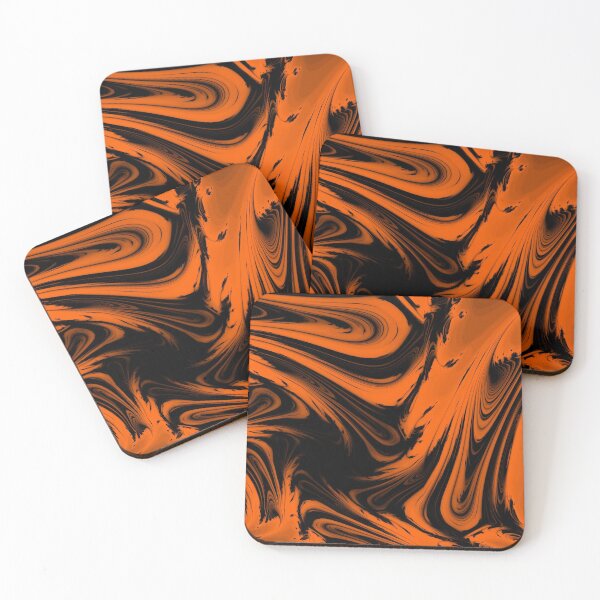 Item preview, retro, tie dye, hippy, orange and black swirl, fractal designed and sold by TeesMi.