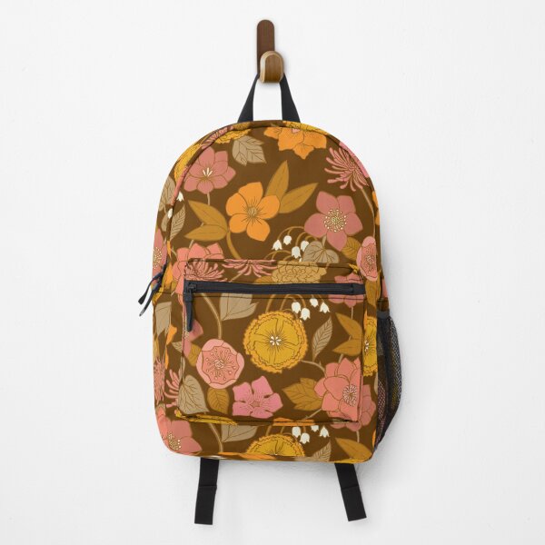 Item preview, Botanical Blooms Vintage Retro Pink Chocolate designed and sold by Cecilia Mok.