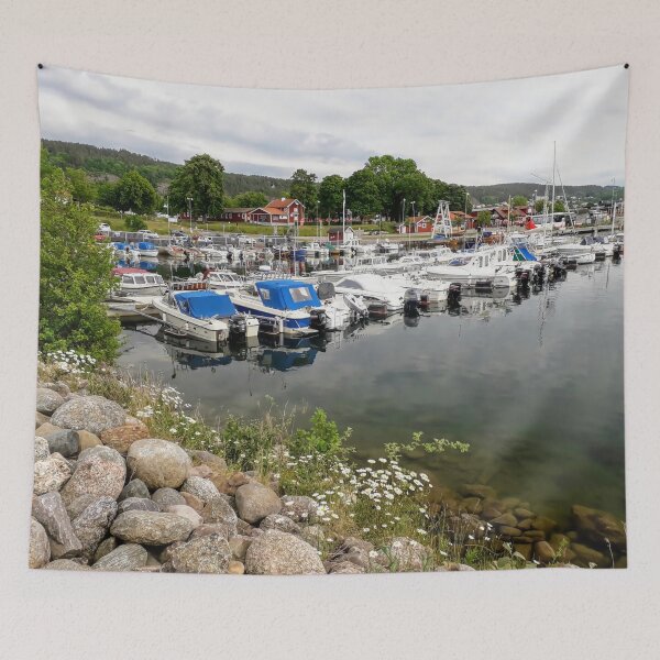 Item preview, Stones in the harbor Sea view Small boats Yachts designed and sold by Tanja Dianova.