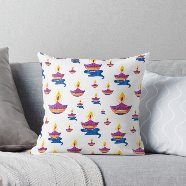 Diwali Diyas pattern Throw Pillow
