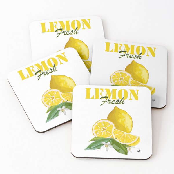 Item preview, Yellow lemon, lemon flowers and lemon leaves illustration with inscription designed and sold by Alexandra Kueny.