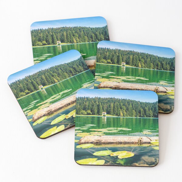 Item preview, Wonderful small altitude french Genin lake in middle of wild pine forest in summer in Jura mountains designed and sold by Grégory DUBUS.