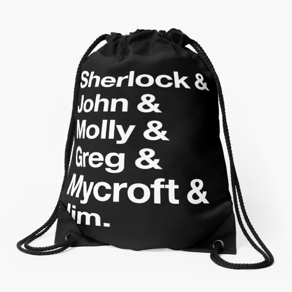 Aperçu de l'œuvre Helvetica Sherlock et John et Molly et Greg et Mycroft et Jim. (Fond sombre) créée et vendue par SaraduJour.