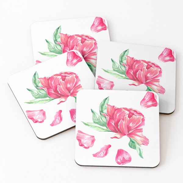 Item preview, Pink peonies stickers set - hand-painted watercolor designed and sold by sentimentalica.