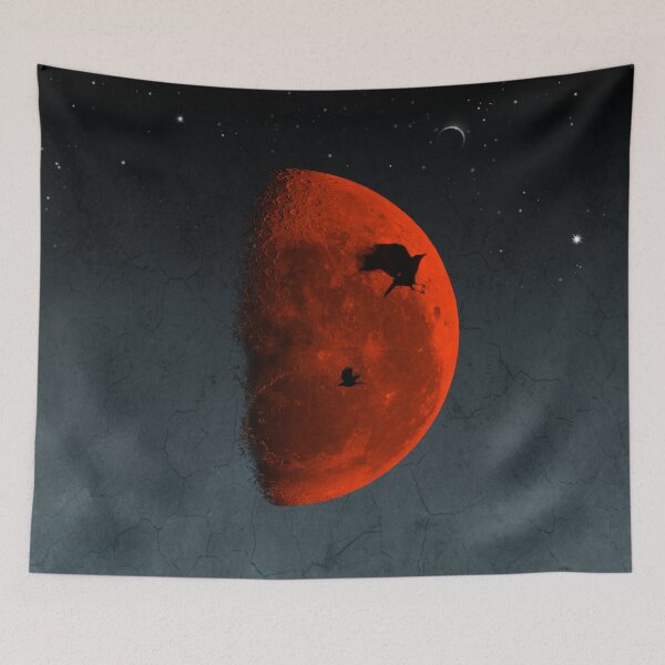 Item preview, Crows and a red half moon designed and sold by Dyrk Wyst Redbubble Shop.