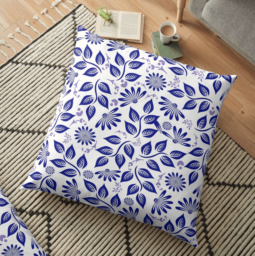 Brilliant in Blue Floor Pillow