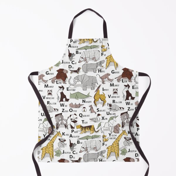 Item preview, ABC Origami animals // white background yellow grey brown taupe and sage green paper creatures designed and sold by SelmaCardoso.
