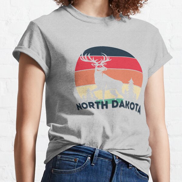 Item preview, North Dakota Retro Sunset & Buck designed and sold by Customlyyoursco.