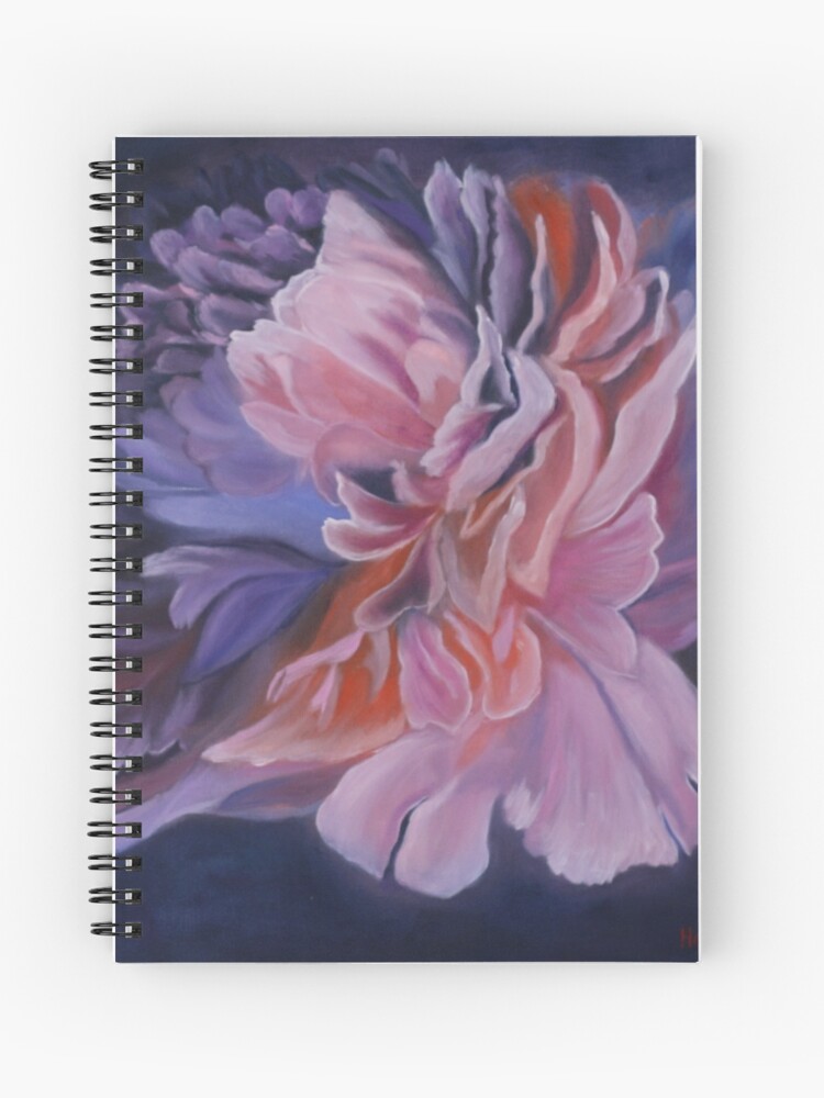 Cuaderno de espiral «Pintura al óleo floral Decoración del hogar Hermosa  flor de peonía Primer plano Flor grande Obra de arte floral Arte de la  pared Pintura original Flor morada» de HelenBerkArt |