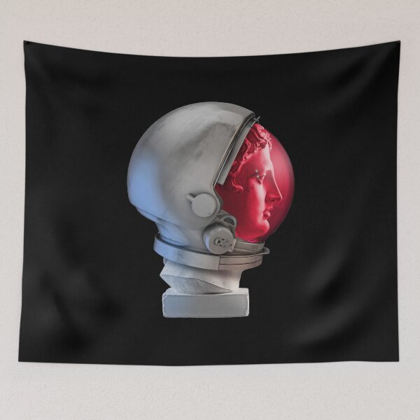 Item preview, Cool hippy greek god statue in a retro space helmet designed and sold by AznavourByKarin.