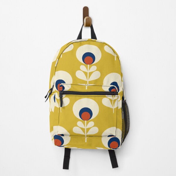 Retro spring flower pattern - mustard yellow Backpack