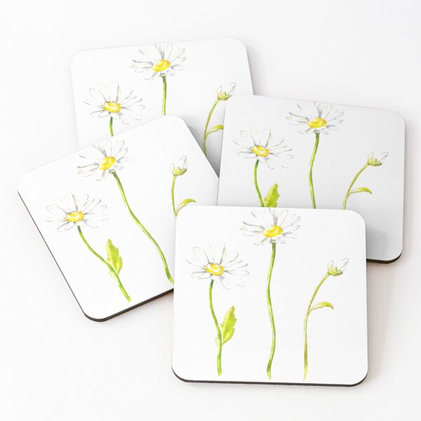 Item preview, Watercolor camomile sticker set - hand-painted watercolor flowers designed and sold by sentimentalica.