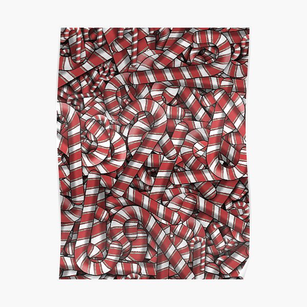 Sugar Spiral Candy Cane Christmas Design Poster
