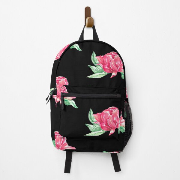 Item preview, Hand-painted watercolor pink peony sticker on the black background designed and sold by sentimentalica.