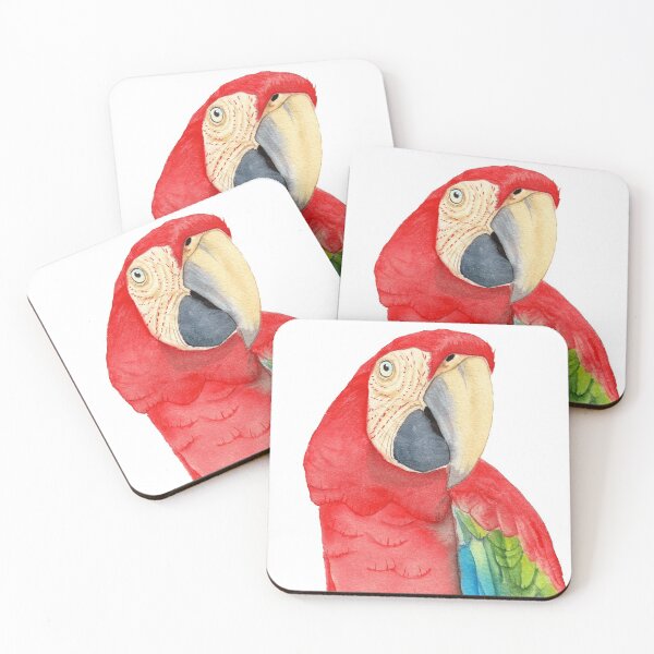 Item preview, Scarlet macaw ara macao red parrot watercolor designed and sold by L'Atelier Oranjade.