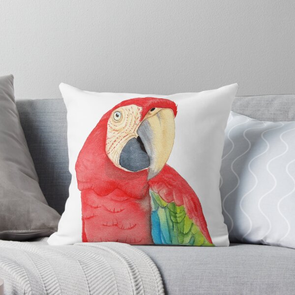 Item preview, Scarlet macaw ara macao red parrot watercolor designed and sold by L'Atelier Oranjade.