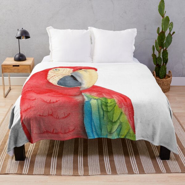 Item preview, Scarlet macaw ara macao red parrot watercolor designed and sold by L'Atelier Oranjade.