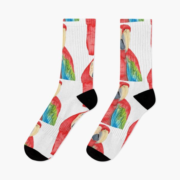 Item preview, Scarlet macaw ara macao red parrot watercolor designed and sold by L'Atelier Oranjade.