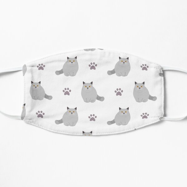 British Shorthair Cat and Paw Print Flat Mask