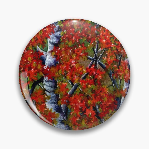 Item preview, Crimson Red Leaves on White Birch Tree Autumn designed and sold by JanineRileyArt.