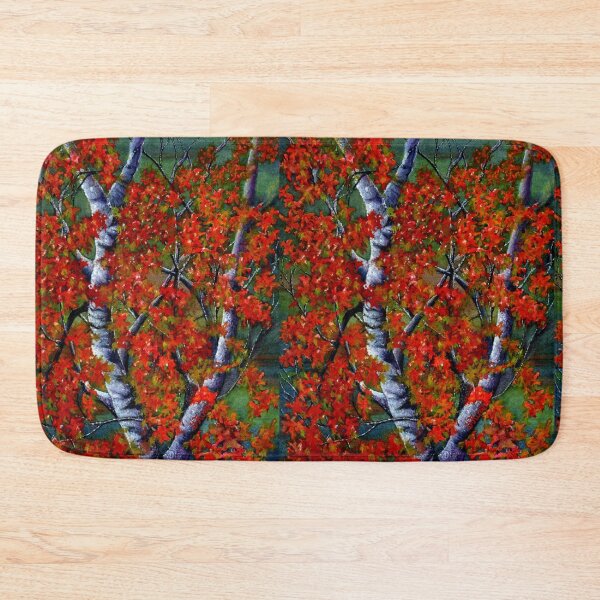 Item preview, Crimson Red Leaves on White Birch Tree Autumn designed and sold by JanineRileyArt.