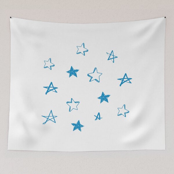 Item preview, Small blue star doodle pattern designed and sold by AdelDa19.