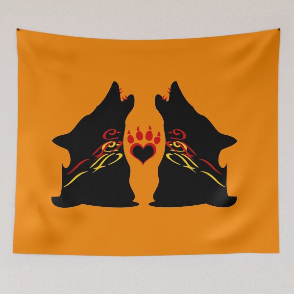 Item preview, Howling Twin Wolves with Bloody CanineTeeth designed and sold by Fantabulous.