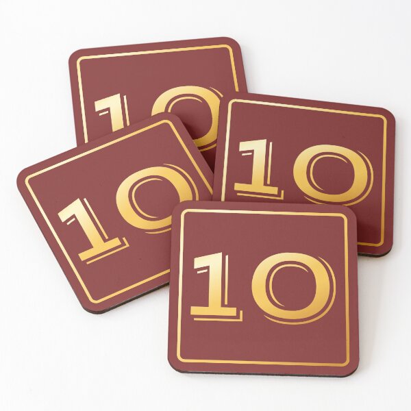 Item preview, Gold Monogram No Number 10 Ten on Fire Brick Red designed and sold by BleuSky.
